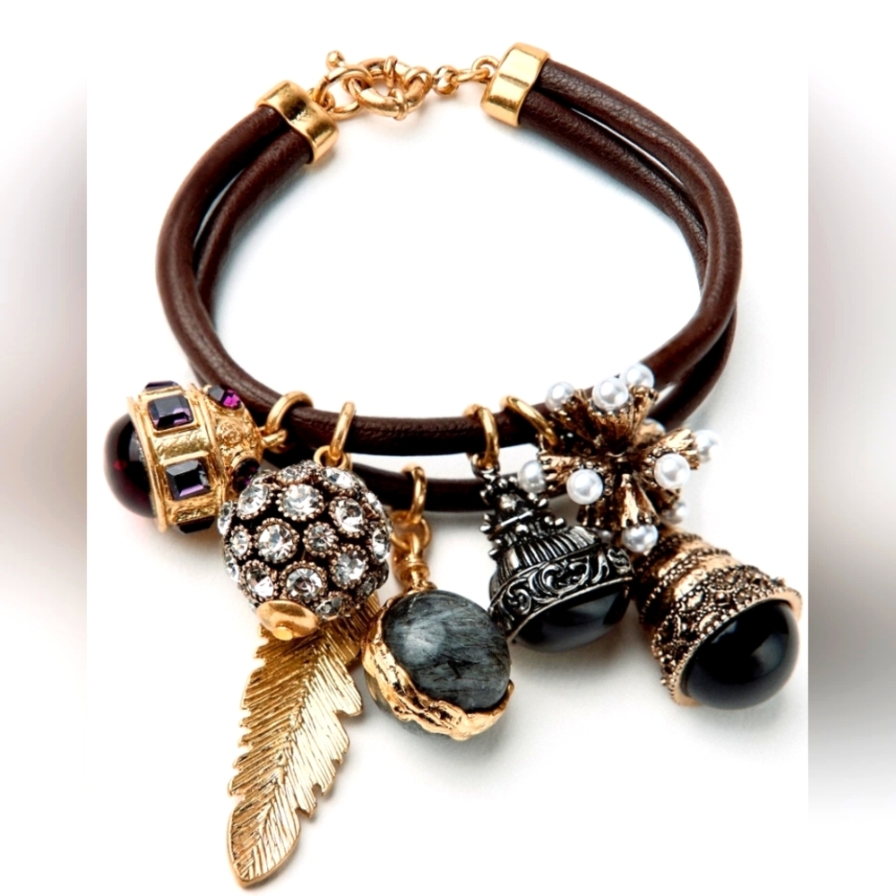 Chic Gold and Brown Charm Bracelet by ZARA